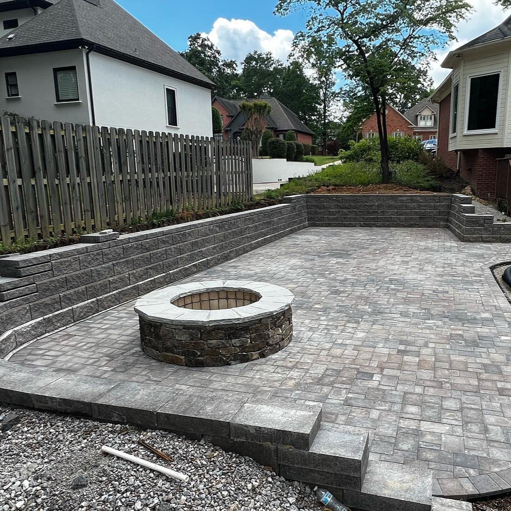 Custom paver patio and landscaping